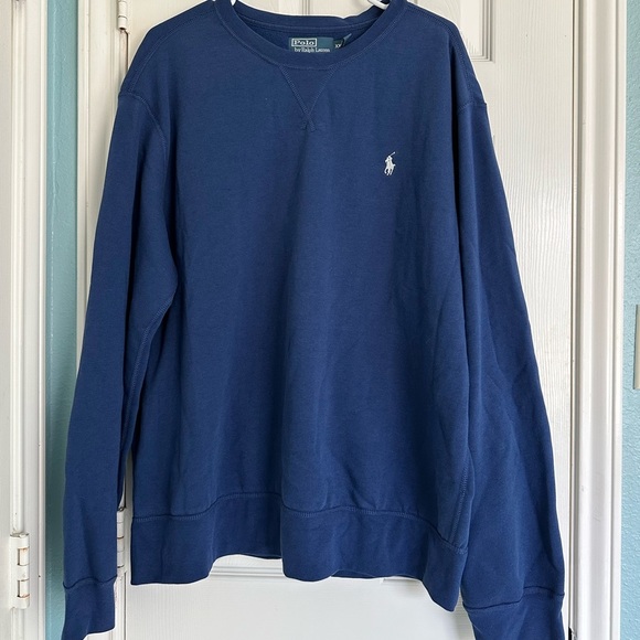 Polo Ralph Lauren White Pony Logo Crewneck Sweatshirt size XXL Navy - Picture 1 of 4